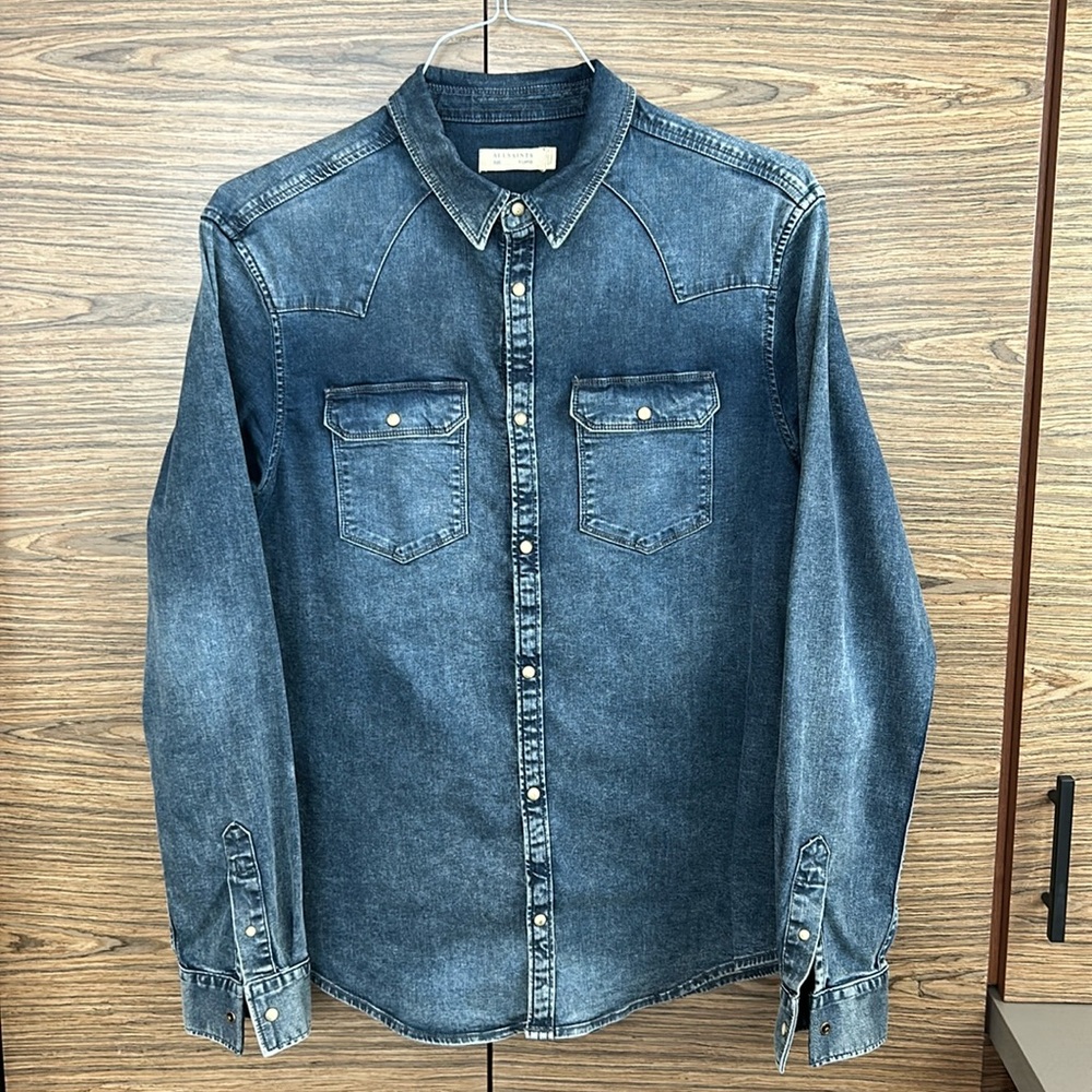 All Saints Long Sleeve Denim Shirt | Size XL